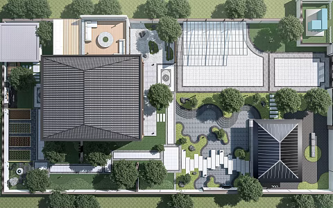 Modern courtyard landscape roof garden courtyard garden courtyard sketch 3d model