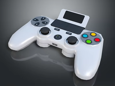 White Wireless Game Controller Electronic Device With Black Joysticks Colorful Buttons And Display Screen 3d model