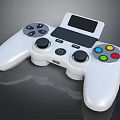 White Wireless Game Controller Electronic Device With Black Joysticks Colorful Buttons And Display Screen