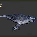 Realistic Grayish Blue Spotted Seal With Open Mouth And Lifelike Pose