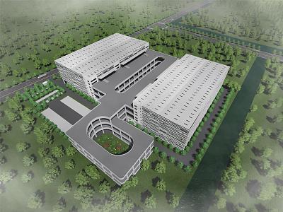 Modern Factory Building Parking Building Factory Building 3d model