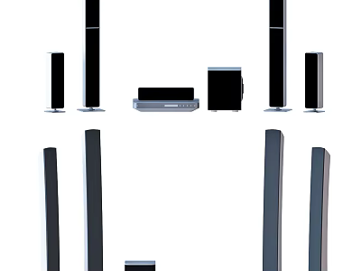High Performance Home Theater Speaker System With Tall Floorstanding And Surround Speakers 3d model