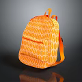 Bright Orange Backpack With Repeating Pattern Front Pocket And Orange Straps 3d model