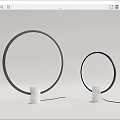 Modern Circular Table Lamps With Black Metal Ring And White Marble Base 3d model