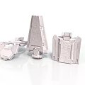 Three Silver Mechanical Components With Textured Surfaces On White Background