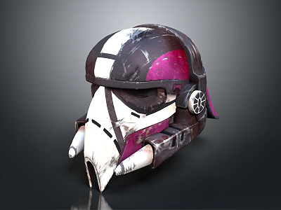 Tactical Battle Helmet With Black White Pink Colors And Distinctive Emblem Design 3d model