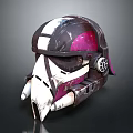 Tactical Battle Helmet With Black White Pink Colors And Distinctive Emblem Design