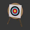 Archery Target Board With Colorful Concentric Rings And Wooden Tripod Stand