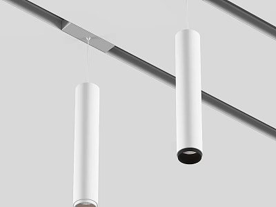 Modern Open Concept Kitchen Pendant Lights with Minimalist Cylindrical Design Hanging from Ceiling 3d model