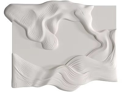White Wavy 3D Relief Abstract Painting With Sculptural Textured Design 3d model