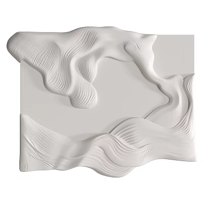 White Wavy 3D Relief Abstract Painting With Sculptural Textured Design 3d model