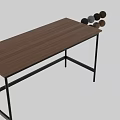 Modern Simple Design Desk With Wooden Top And Black Metal Frame
