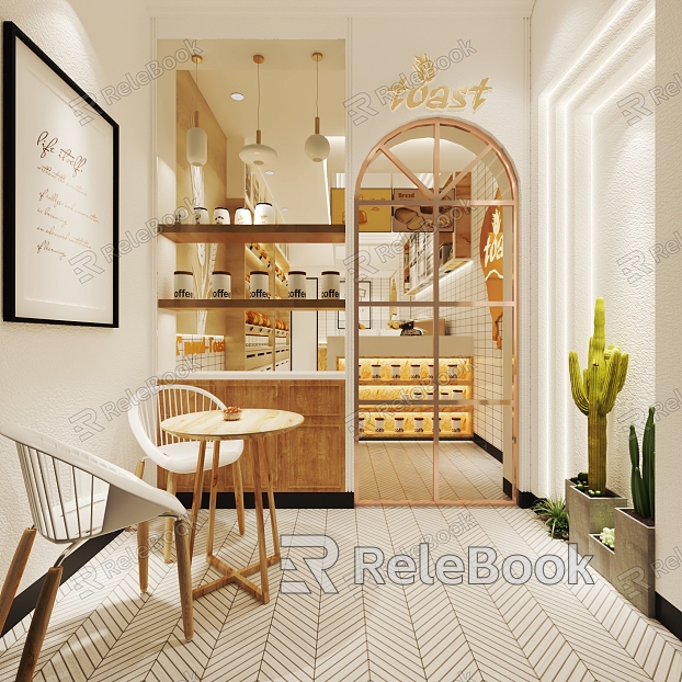 Nordic Coffee Shop Sweet Shop Beverage Shop Baking Shop Shelf Freezer Bread Cabinet Display Cabinet Cashier model