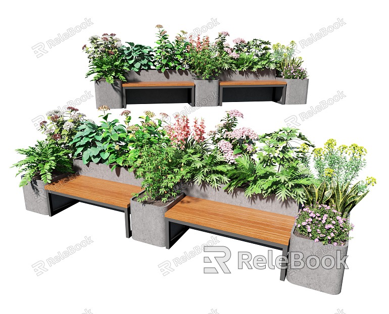 Landscape Seat Outdoor Public Chair Plant Flower Box Flower Box Landscape Seat Stool model