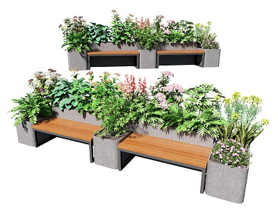 Landscape Seat Outdoor Public Chair Plant Flower Box Flower Box Landscape Seat Stool model