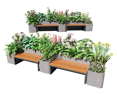 Landscape Seat Outdoor Public Chair Plant Flower Box Flower Box Landscape Seat Stool 3d model