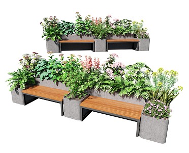 Landscape Seat Outdoor Public Chair Plant Flower Box Flower Box Landscape Seat Stool 3d model