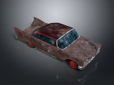 Old Rusty Vintage Car With Damaged Body Red Roof And Red Wheels 3d model Old Rusty Vintage Car With Damaged Body Red Roof And Red Wheels 3d model