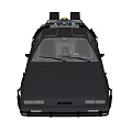Classic Black Sports Car With Gull Wing Doors And Roof Mounted Equipment