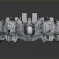 White Mechanical Robot Game Movie Character With Blue Glowing Core And 3D Model Design