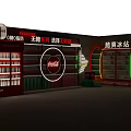 Red And Black Retail Display Shelves With Multiple Layers For Convenience Store 3d model
