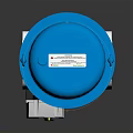 Industrial Control Valve With Blue Top Silver Body And Flanged Base