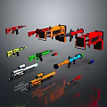 Colorful Toy Weapons Collection Featuring Various Colors And Different Gun Designs