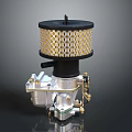 Household Appliance Filter Part With Golden Perforated Mesh And Silver Base