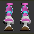 Stylish Strappy Pink And Turquoise Sandals With White Unique Sculptural Sole Design