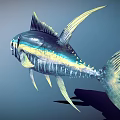 Vibrant Blue And Silver Tuna Fish With Yellow Fins And Large Eyes In Marine Habitat