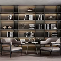 Modern Casual Table and Chair Combination Bookshelf 3d model