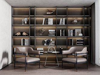 Modern Casual Table and Chair Combination Bookshelf 3d model