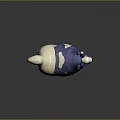 Cute Blue And White Cartoon Sheep With Blue Horns And Plump Body