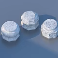 Three Gray Octagonal Textured Household Decorative Items With Circular Flat Top And Stone Like Surface 3d model