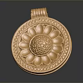 Golden Round Pendant Featuring Exquisite Decorative Sunflower Pattern Design in Fashion Accessories