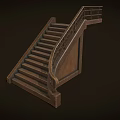 Traditional Wooden Staircase With Classic Railing Steps And Carved Side Panel