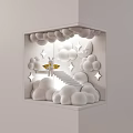 Whimsical Corner Wall Lamp With Clouds Moon Stars And Winged Decoration