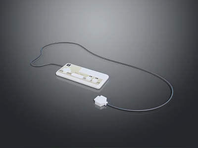 White Electronic Multi Port Power Adapter with Black Cable and Connector Plug 3d model