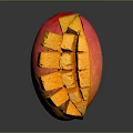 Vibrant Fresh Mango Whole Fruit and Cubed Slices on Dark Background