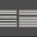 White Rectangular Ventilation Grilles In Different Sizes Arranged On Gray Background 3d model