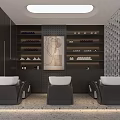 Modern Spacious Hair Salon Interior Design With Styling Chairs Mirrors And Lighting