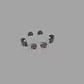 Modern Dining Table And Chairs Set With Glass Top And Grey Upholstered Metal Leg Chairs