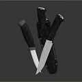 Three Tactical Knives As Weapons Featuring Black Handles And Sheath Design