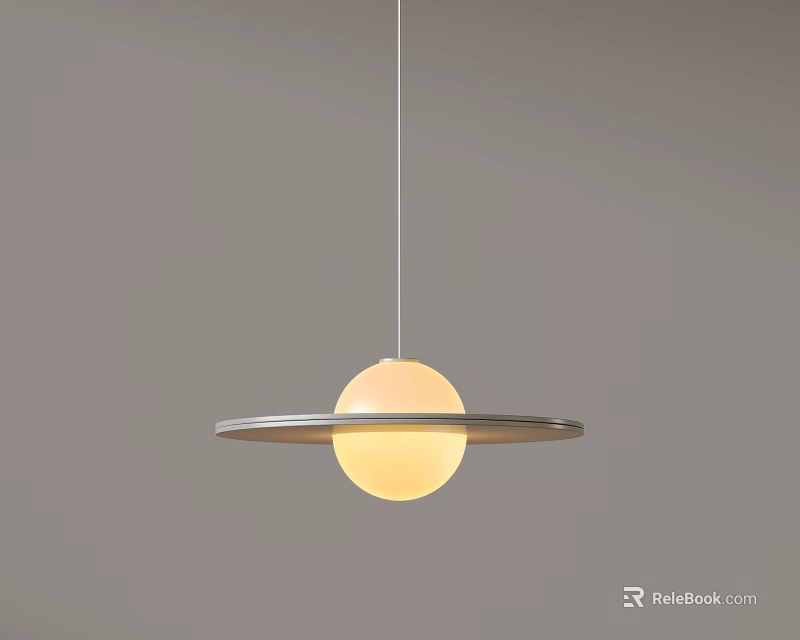 Modern Pendant Light with Round Globe Shade and Circular Ring Warm Illumination 3d model