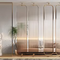 Modern Glass Room Divider With Metal Frame In Contemporary Interior