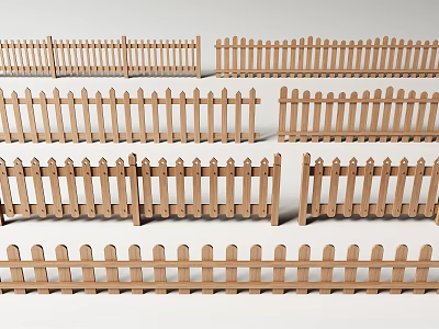 Various Wooden Fence Designs For Garden And Outdoor Decoration 3d model