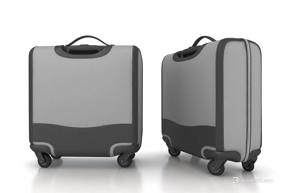 Modern Gray And Black Suitcases With Rolling Wheels And Sleek Design 3d model 