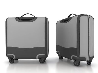 Modern Gray And Black Suitcases With Rolling Wheels And Sleek Design 3d model