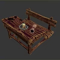 Rustic Wooden Dining Table Set With Table And Bench Candle Plate And Cup On Top