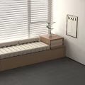 Modern Interior Design With Window Bench Blinds Side Table Plant And Artwork 3d model